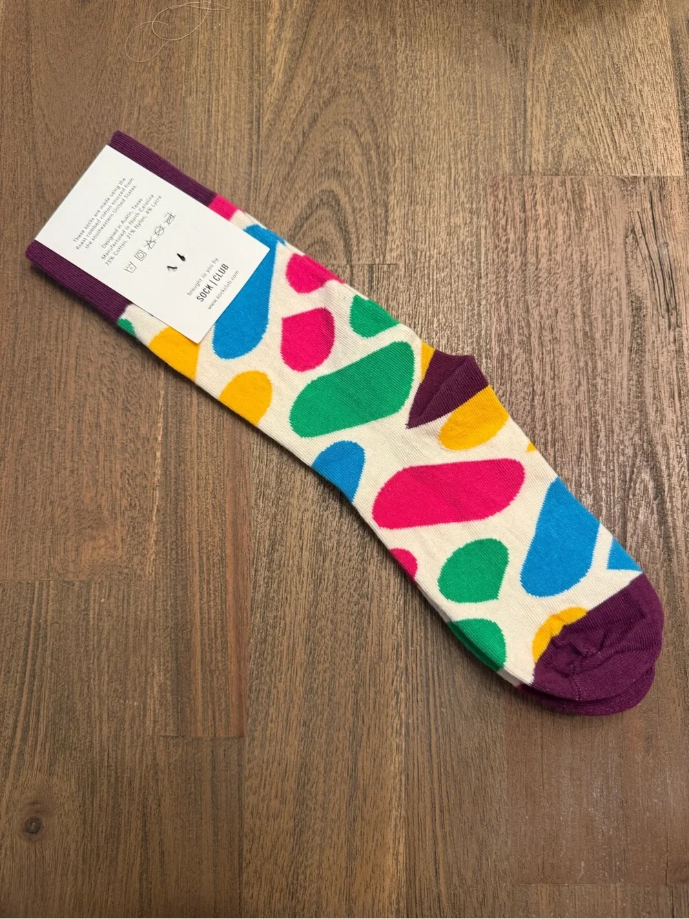 Sock Club Colorful Abstract Dot Pattern Crew Socks NWT Cotton Blend